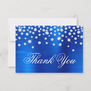 Diamond Confetti Royal Blue Satin Ombre Foil Dankeskarte