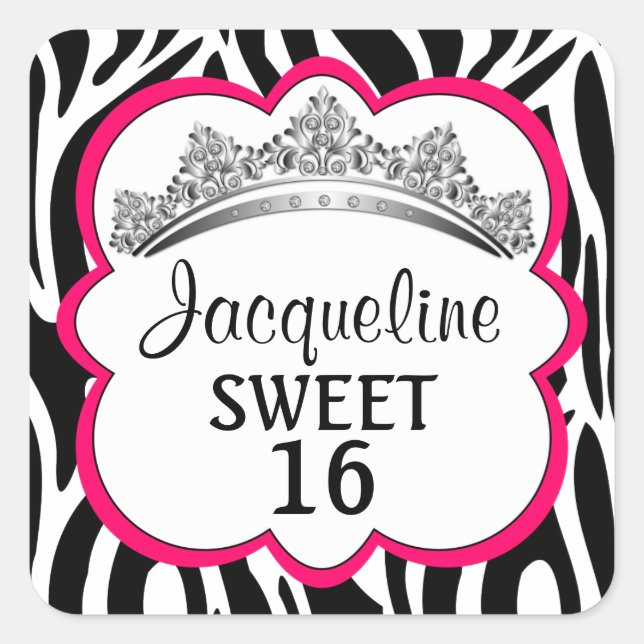 Diamond Crown Zebra Fuchsia Stickers (Vorderseite)