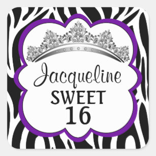 Diamond Crown Zebra Purple Stickers