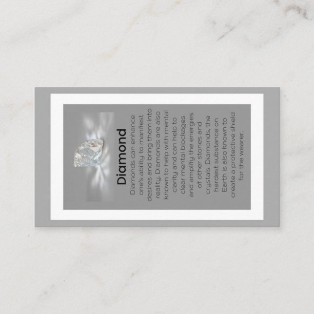 Diamond Crystal Meaning Juwelier Display Gemstone Visitenkarte (Vorderseite)
