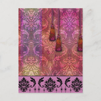 Diamond Damask, MOROCCO in Fuchsia & Orange Postkarte