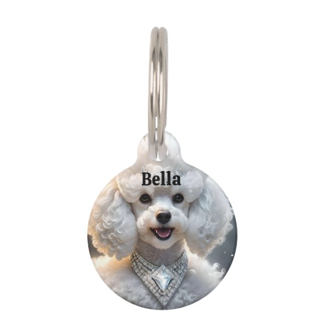 "Diamond Diva: Das glamouröse Poodle in Sparkle" Haustiermarke (Vorderseite)