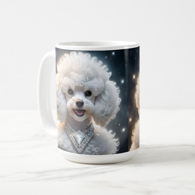 "Diamond Diva: Das glamouröse Poodle in Sparkle" Kaffeetasse (Vorderseite Links)