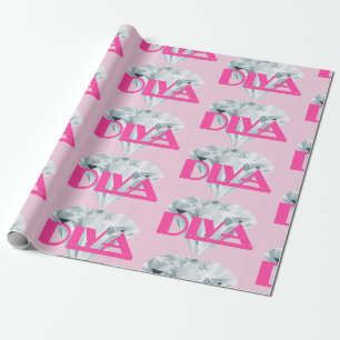 Diamond Diva Pink Gem Girly Text Typografie Geschenkpapier