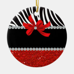 Diamond Diva (red glitter) Keramikornament