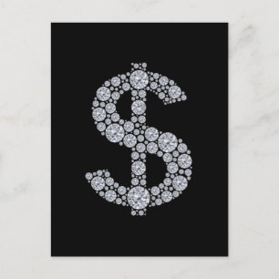 Diamond Dollar Sign Bling Postkarte