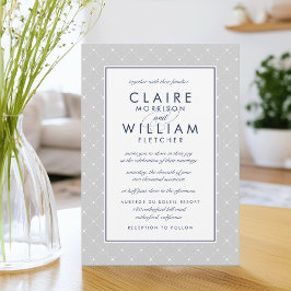 Diamond Dot Hochzeitseinladung | Grau und Marine Einladung