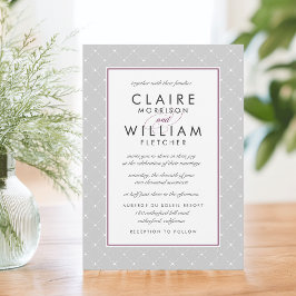 Diamond Dot Hochzeitseinladung | Pflaume und Grau Einladung