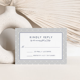 Diamond Dot RSVP Card | Grau und Marine Karte