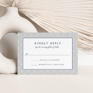 Diamond Dot RSVP Card   Grau und Marine Karte