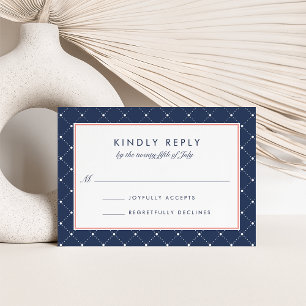 Diamond Dot RSVP Card   Korallen und Marine