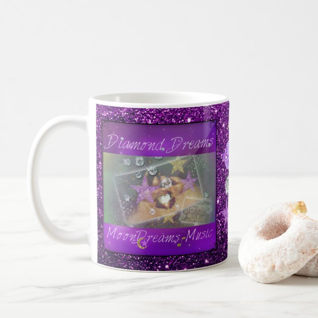 Diamond Dreams Lila Imitate Glitzer Tasse (Mit Donut)