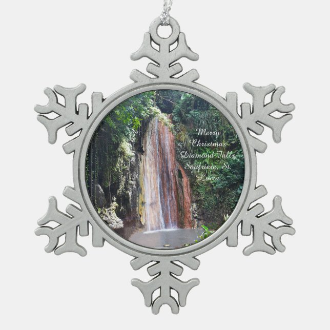 Diamond Falls St. Lucia Weihnachtsschmuck Schneeflocken Zinn-Ornament (Vorderseite)