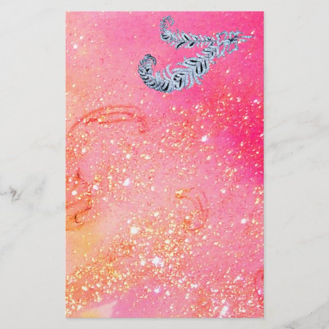 DIAMOND-FEATHERS IN MAGIC GOLD-GLITZERN BRIEFPAPIER (Vorderseite)