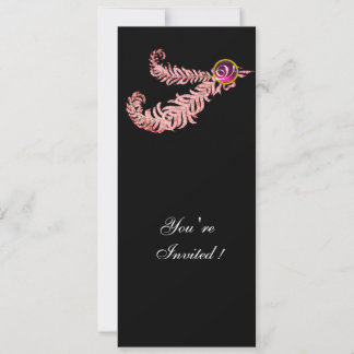 DIAMOND FEATHERS MONOGRAM, rote Ruby, rosa Einladung