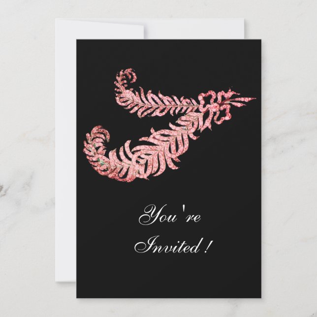 DIAMOND FEATHERS, rosa Einladung (Vorderseite)