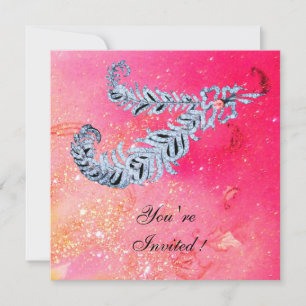 DIAMOND FEATHERS, rosa Glitzern Einladung