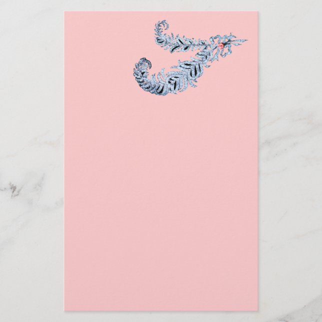 DIAMOND FEATHERS, rosa, schwarz und weiß Briefpapier (Vorderseite)