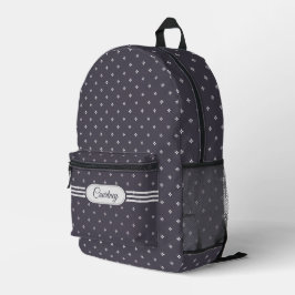 Diamond Floret Muster auf Dusty Plum mit Name Bedruckter Rucksack