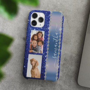 Diamond Foto Glitzer Kalligraphie Name Navy Blue Case-Mate iPhone Hülle