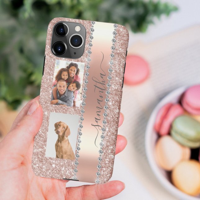 Diamond Foto Glitzer Name Monogram Rose Gold Case Samsung Galaxy Hülle (Von Creator hochgeladen)