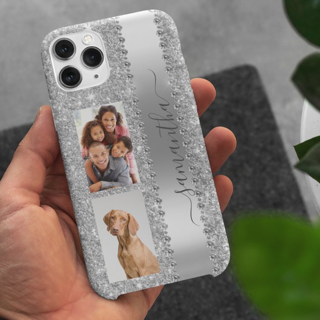 Diamond Foto Glitzer Name Monogram Silver Case-Mate iPhone Hülle (Von Creator hochgeladen)