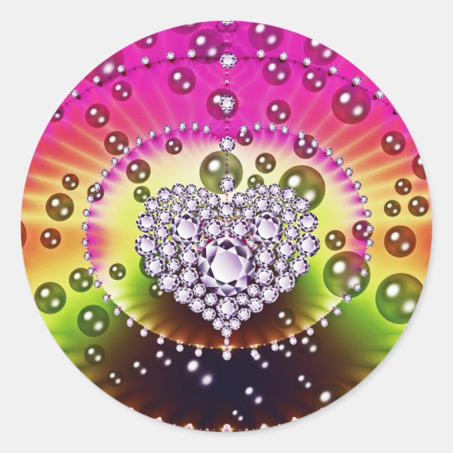 Diamond-Fraktal Runder Aufkleber (Vorderseite)