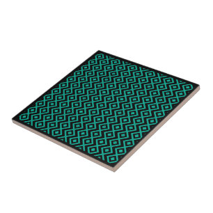 Diamond geformt Harlequin Muster Schwarz Türkis Fliese