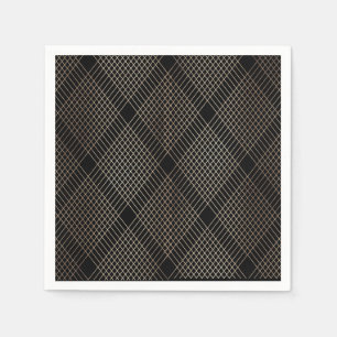 Diamond Geometric Black Gold Wedding Table Serviette