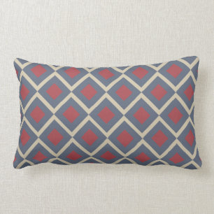 Diamond Geometric Blue Red Rectangle Throw Kissen