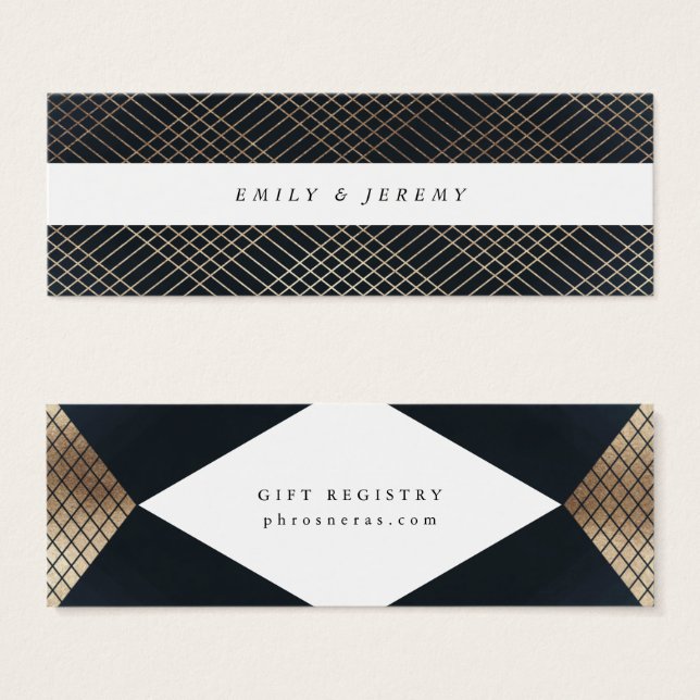 Diamond Geometric Navy Gold Gatsby Gift Registry (Vorne & Hinten)