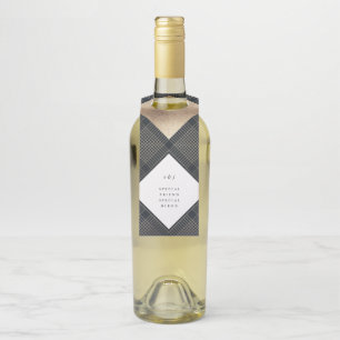 Diamond Geometric Navy Gold Gatsby Wedding Flaschenanhänger