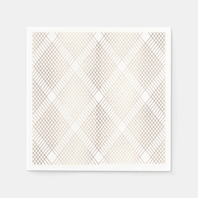 Diamond Geometric White Gold Hochzeitstisch Napkin Serviette (Vorderseite)