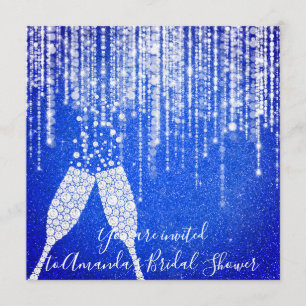 Diamond Glass Bubbles 30. 40. Bridal Royal Blue Einladung