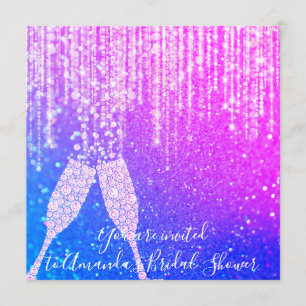 Diamond Glass Bubbles 30. 40. Bridal Royal Blue Einladung