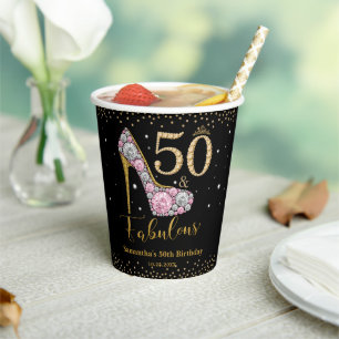 Diamond Glitzer 50 und fabelhaft 50. Geburtstag Pappbecher