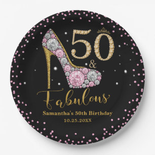 Diamond Glitzer 50 und fabelhaft 50. Geburtstag Pappteller