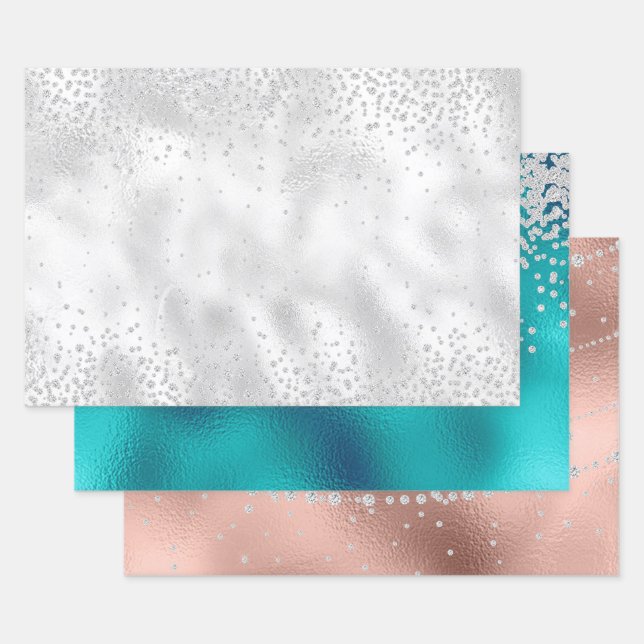 Diamond Glitzer Bling Foil sieht metallisch aus Geschenkpapier Set (Set)