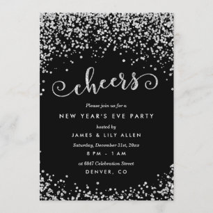 Diamond Glitzer Look Silvester Party Einladung