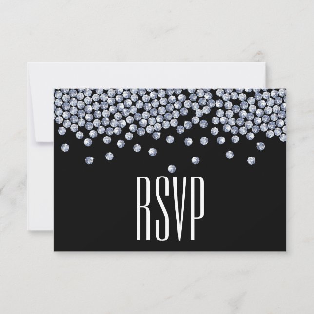 Diamond Glitzer Typografy Wedding RSVP (Vorderseite)