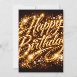 Diamond Glow Geburtstag — 3D Golden  Einladung