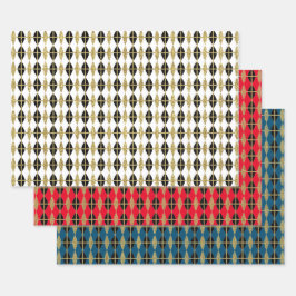 Diamond & Gold Grid Trio Geschenkpapier Set