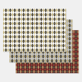 Diamond & Gold Grid Trio II Geschenkpapier Set