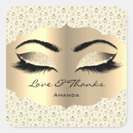 Diamond Gold Lashes White Cleaner Liebe & Danke Quadratischer Aufkleber