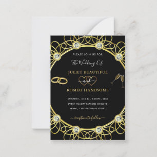 Diamond Gold Luxury Black Wedding Einladung