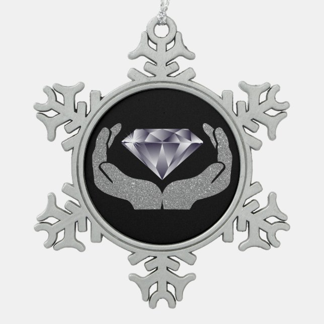 Diamond Hands Snowflake Tischtennis Weihnachtsschm Schneeflocken Zinn-Ornament (Vorderseite)