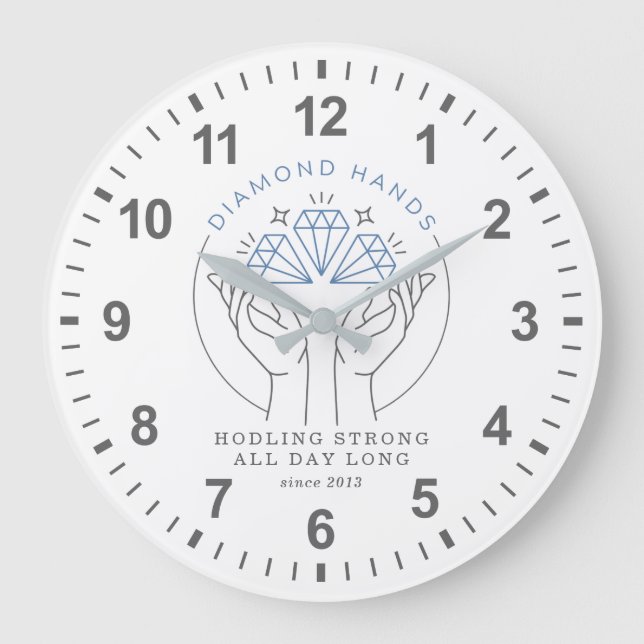 Diamond Hands Stock & Crypto Trader Funny Hodl Große Wanduhr (Vorderseite)