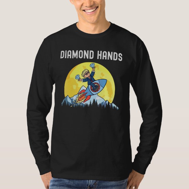 Diamond Hands Wallstreetbetts Amc to the Moon Meme T-Shirt (Vorderseite)