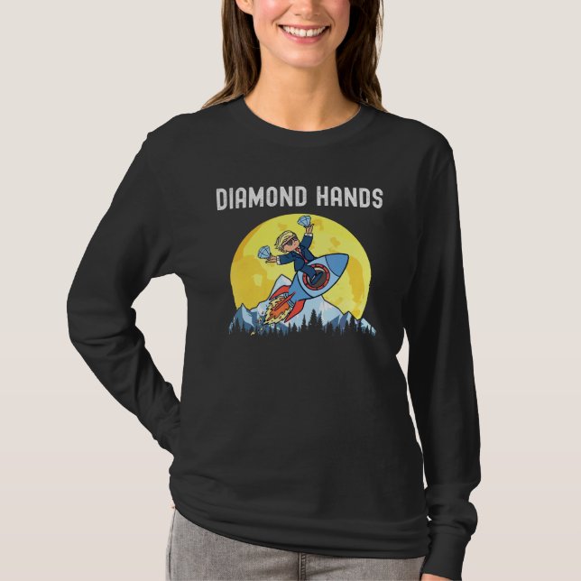 Diamond Hands Wallstreetbetts Amc to the Moon Meme T-Shirt (Vorderseite)