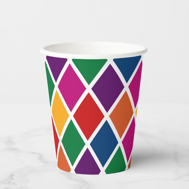 Diamond Harlequin Muster Paper Cup Pappbecher (Vorderseite)